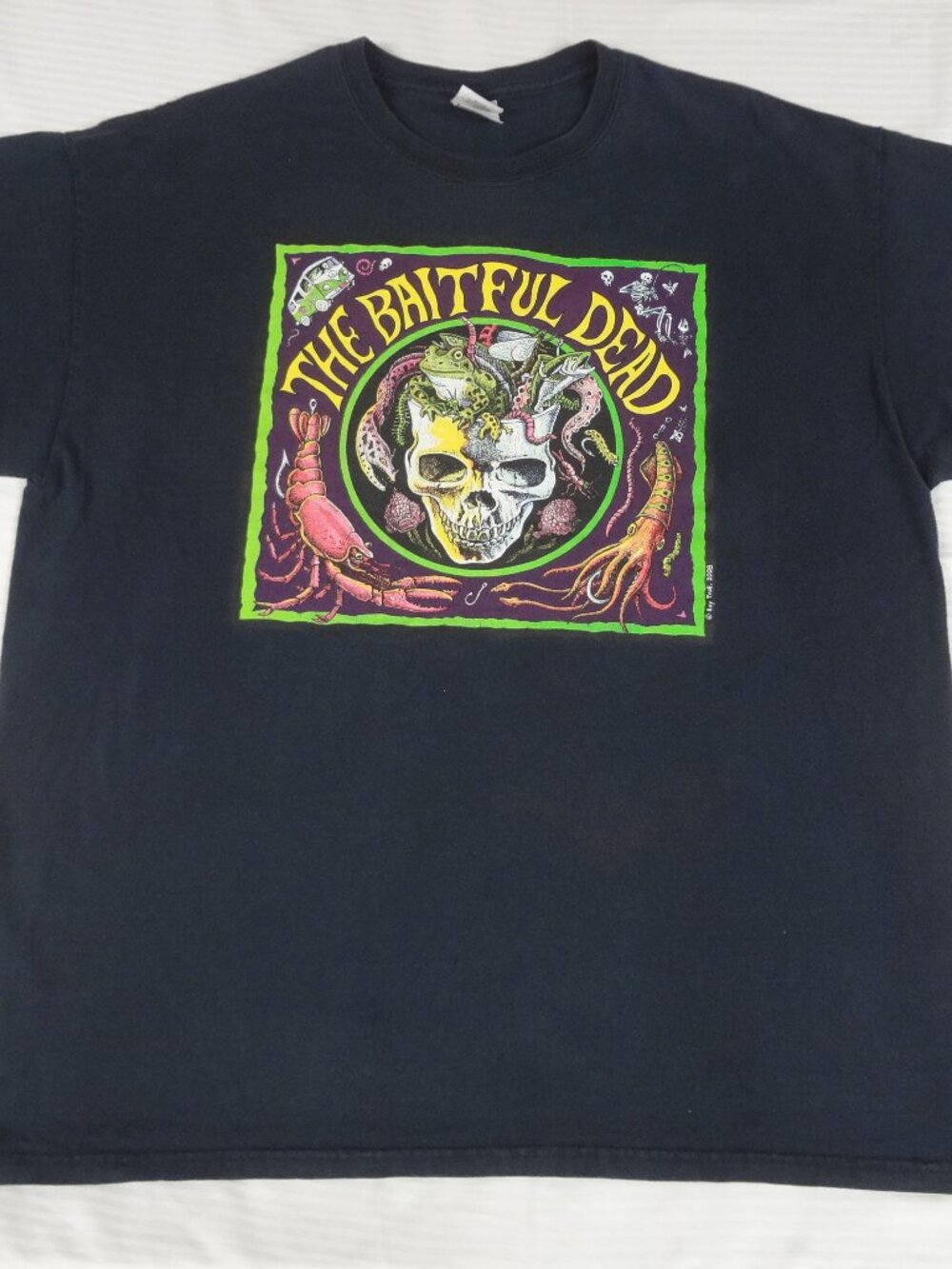 RAY TROLL BAITFUL DEAD SHIRT GRATEFUL DEAD PARODY FISHING BLACK XL T-SHIRT L960